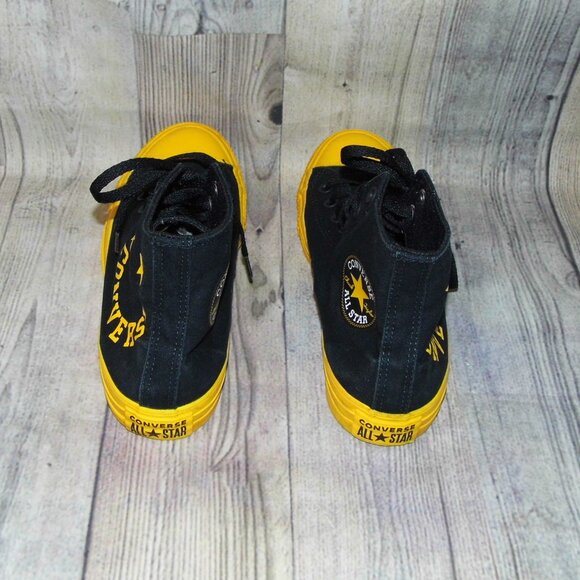 CONVERSE Chuck Taylor All Star High Black/Amarillo Smiley Face Sneakers Womens 9 - Picture 5 of 7